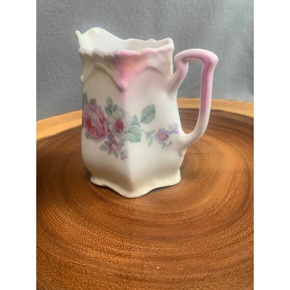 Vintage German Porcelain Creamer Pitcher with Floral Pattern 4 inch tall - Picture 2 of 14